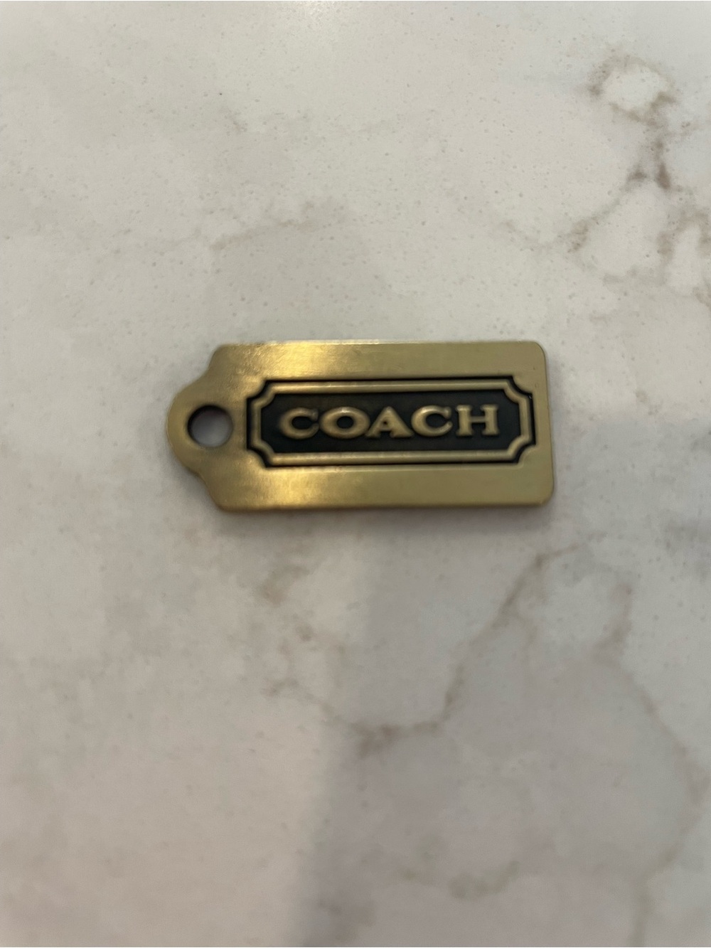 Coach Vintage Brass Logo Hang Tag - Gold with Black Inlay